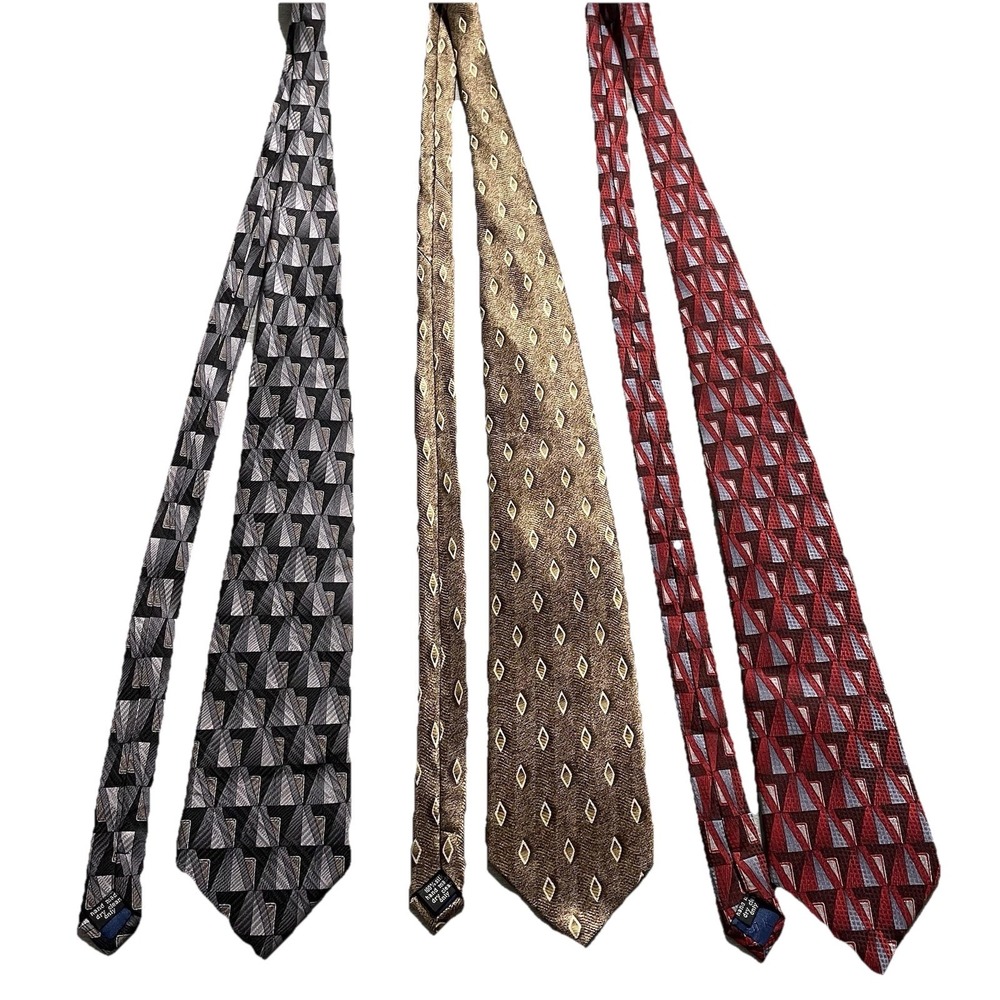Carlos Devenezia Men Necktie Lot 3 Silk OS Multicolor Geometric Business Formal